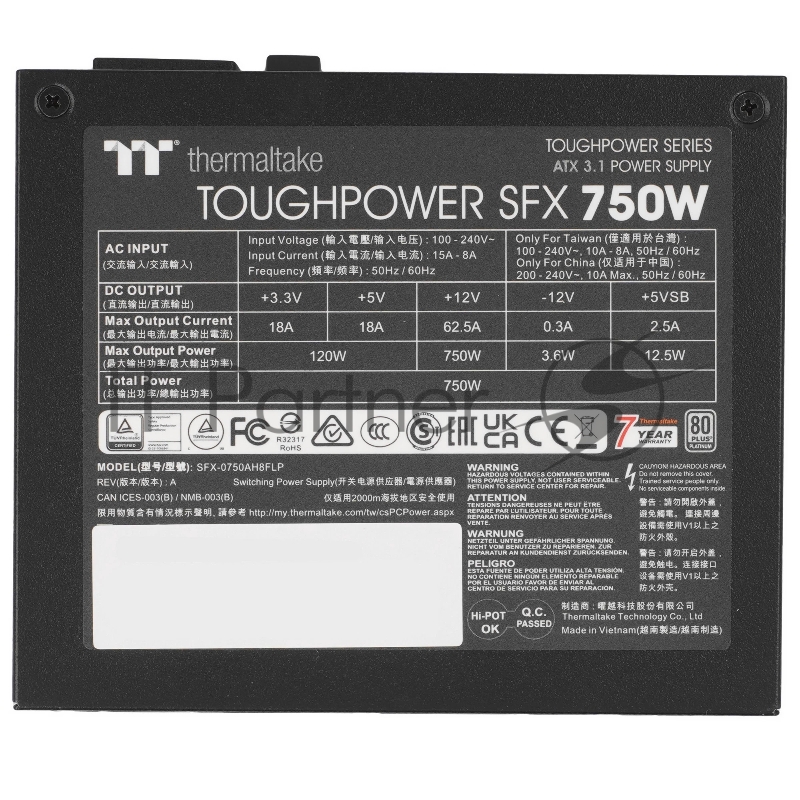 Блок питания Thermaltake SFX 750W Toughpower SFX750 Gen.5 80+ platinum (20+4pin) APFC 90mm fan 8xSATA Cab Manag RTL