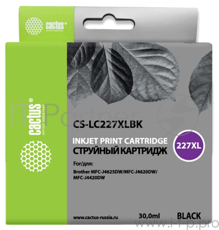 Картридж струйный Cactus CS-LC227XLBK черный для Brother DCP-J4120DW/MFC-J4420DW/J4620DW (1200стр.)
