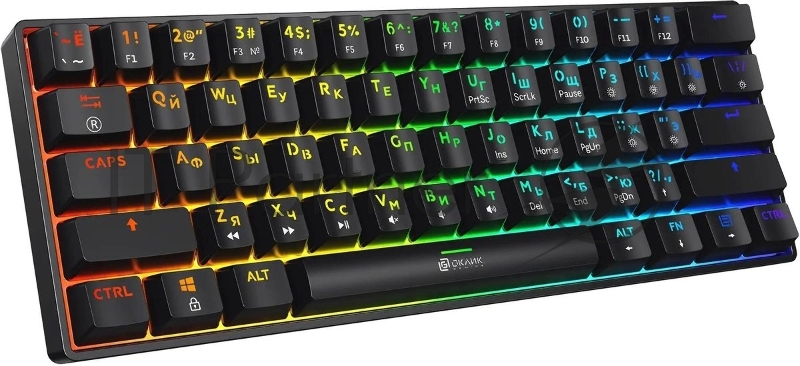 Клавиатура механическая Oklick K713X, USB Multimedia for gamer LED, черный