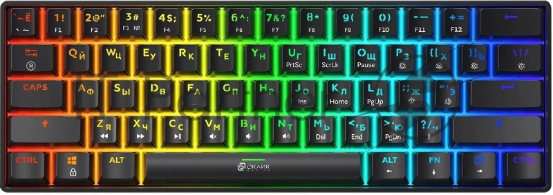 Клавиатура механическая Oklick K713X, USB Multimedia for gamer LED, черный
