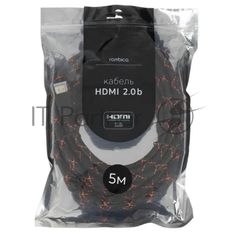 Кабель Rombica CB-ZX50B, HDMI - HDMI, 5м, черный