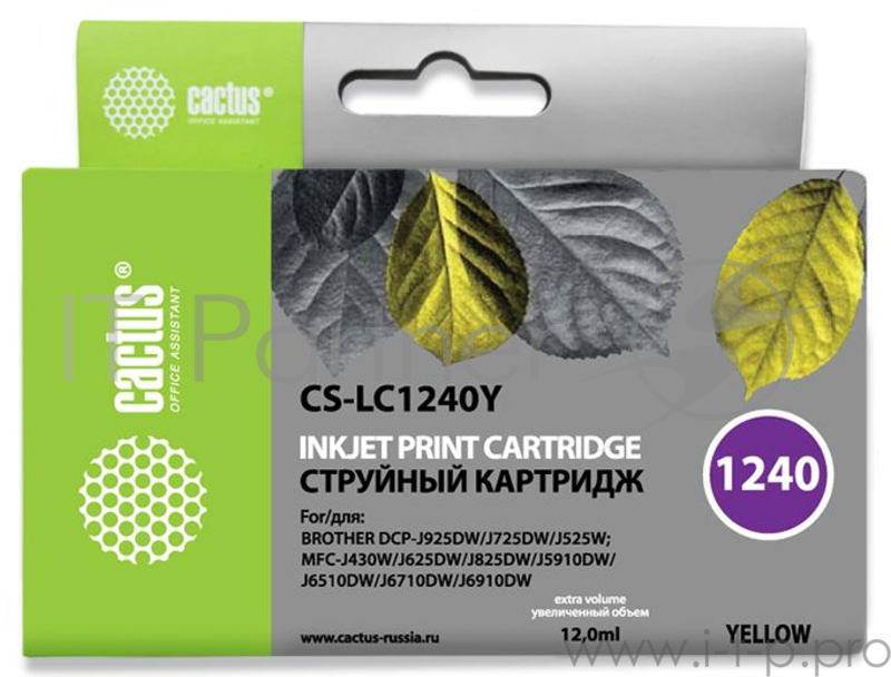 Картридж струйный Cactus CS-LC1240XY желтый для Brother MFC-J6510/6910DW (12мл)