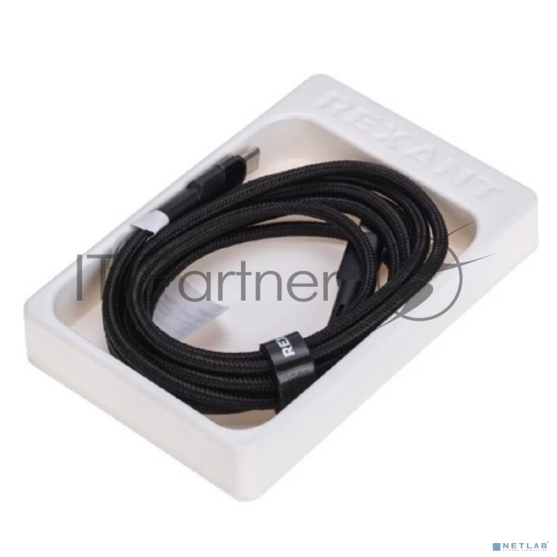 Кабель Type-C – Type-C, 5A, 100Вт, 2м, в черной нейлоновой оплетке REXANT