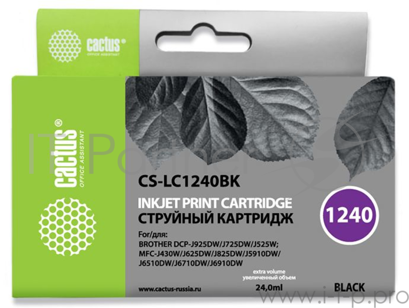 Картридж струйный Cactus CS-LC1240XBK черный для Brother MFC-J6510/6910DW
