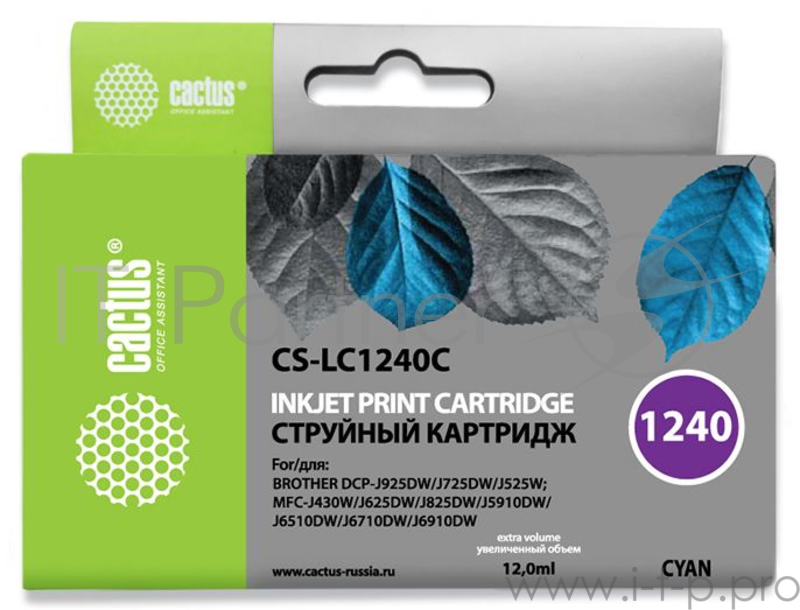 Картридж струйный Cactus CS-LC1240XC голубой для Brother MFC-J6510/6910DW (12мл)