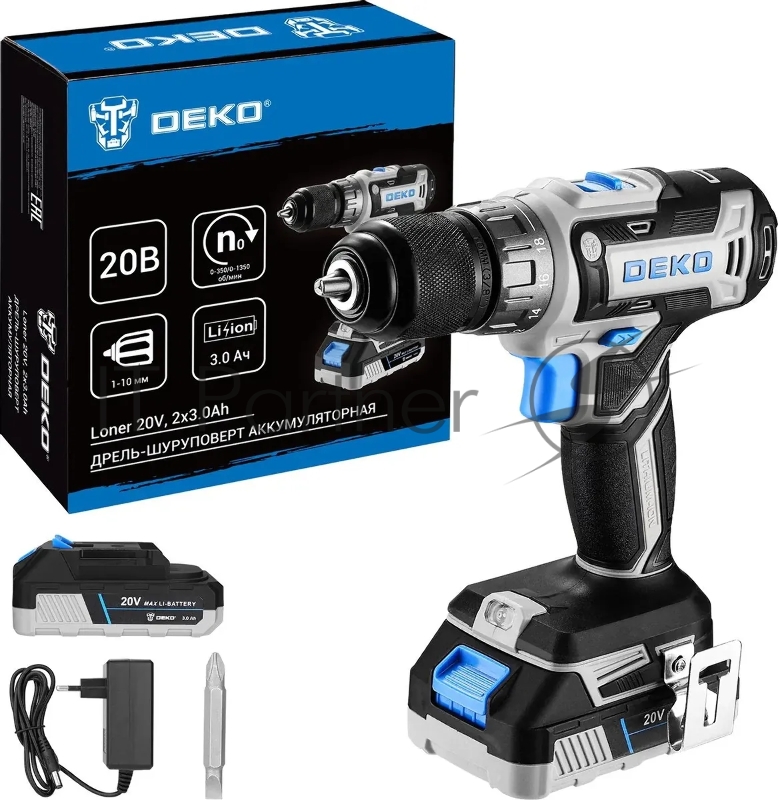 Дрель-шуруповерт Deko Loner 20 V аккум. патрон:быстрозажимной (085-1005)