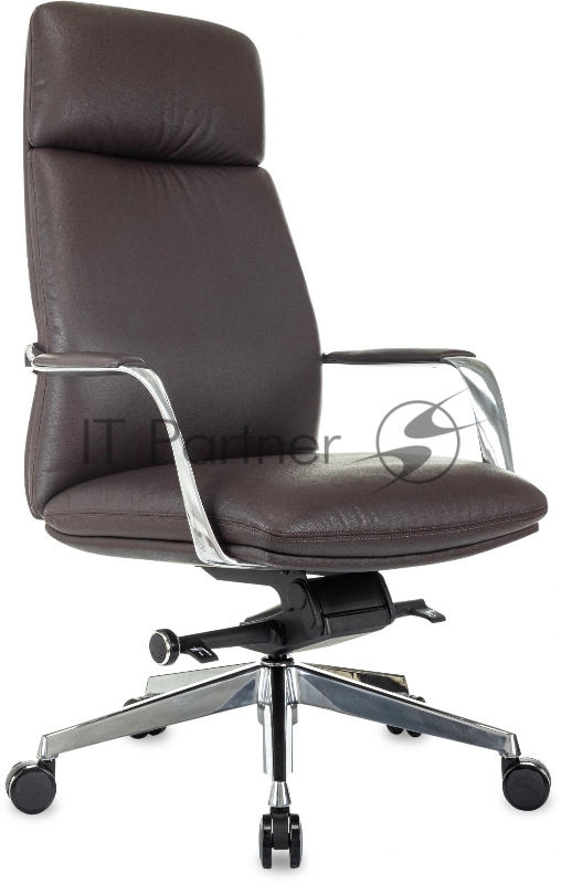 Кресло руководителя Бюрократ _VEGA коричневый кожа крестов. алюминий