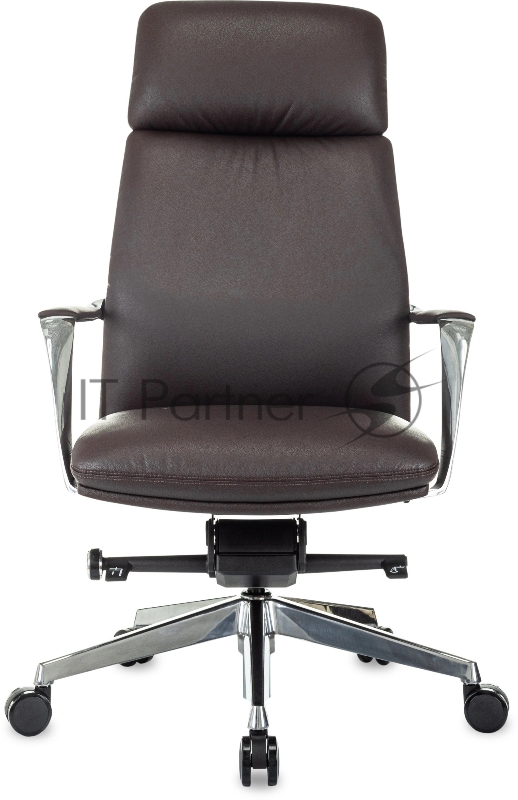 Кресло руководителя Бюрократ _VEGA коричневый кожа крестов. алюминий
