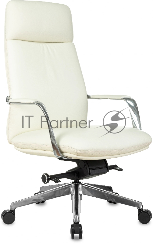 Кресло руководителя Бюрократ _VEGA белый кожа крестов. алюминий