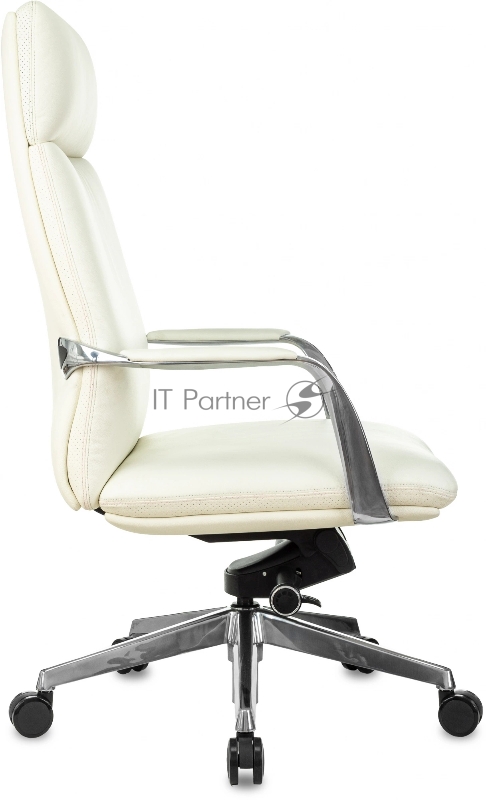 Кресло руководителя Бюрократ _VEGA белый кожа крестов. алюминий