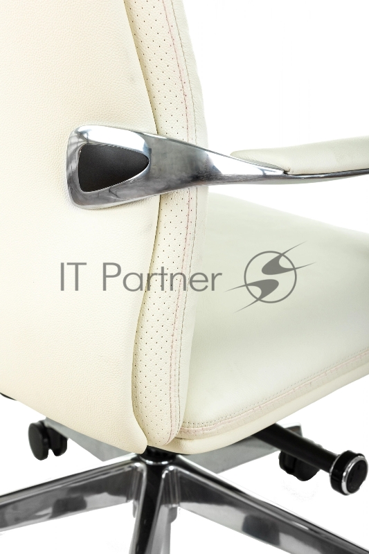 Кресло руководителя Бюрократ _VEGA белый кожа крестов. алюминий