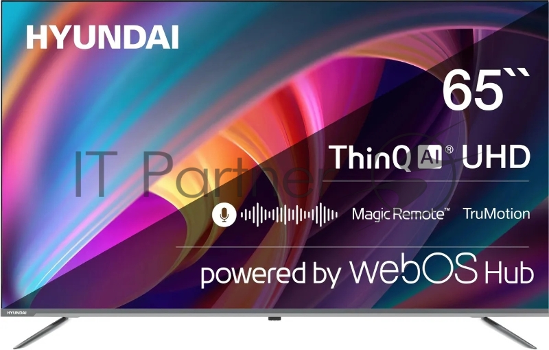 Телевизор LED Hyundai 65 H-LED65BU7100 WebOS Frameless Metal серый/серый 4K Ultra HD 60Hz MEMC DVB-T DVB-T2 DVB-C DVB-S DVB-S2 USB WiFi Smart TV