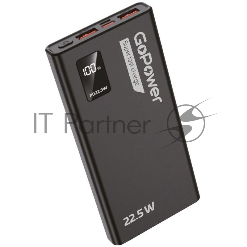 Внешний аккумулятор/ Внешний аккумулятор GoPower PB03-20 20000mAh 3.0A 22.5W 2USB/Type-C черный (1/50)