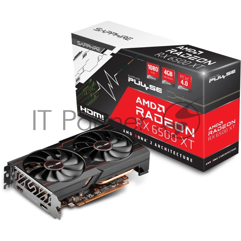 Видеокарта Sapphire PCI-E 4.0 11314-07-20G RX 6500XT Gaming OC Pulse AMD Radeon RX 6500XT 4Gb 64bit GDDR6 2685/18000 HDMIx1 DPx1 HDCP Ret