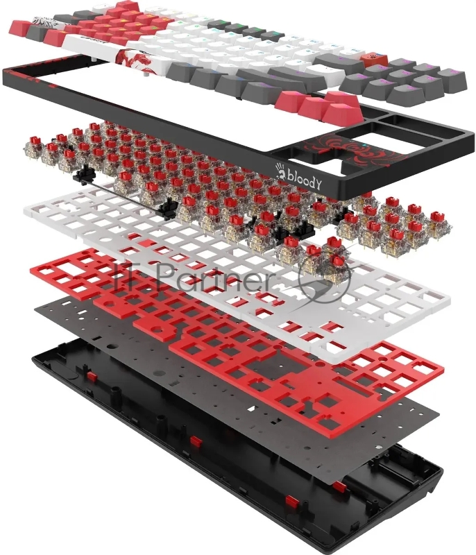 Клавиатура A4Tech Bloody WS87 механическая серый/красный USB for gamer LED (WS87)