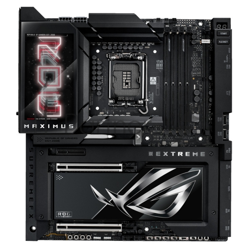 Материнская плата ASUS ROG MAXIMUS Z890 EXTREME, INTEL Z890 s1851, 4xDDR5(192GB), 2xPCIe 5.0x16, 1xPCIe 4.0x4, 1xLAN(10GbE) + 1xLAN(2.5GbE), Wi-Fi, BT, 4xSATA 6Gb/s, 6xM.2, 2xThunderbolt 5 (USB-C), 3xUSB-C, 5xUSB 3.2, EATX, 90MB1IA0-M0EAY0
