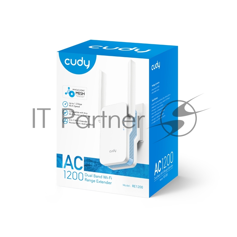 Повторитель беспроводного сигнала Cudy RE1200 AC1200 10/100BASE-TX/Wi-Fi белый