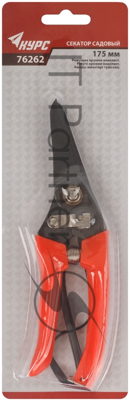 Секатор садовый, режущие кромки внахлест, пластиковые ручки 175 мм