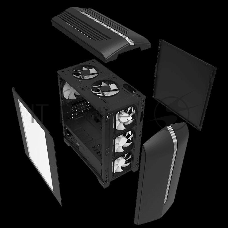 Корпус GameMax Centauri, без БП (ATX,Черн-сер,USB3.0, Зак.стекло, 1*120мм. RGB, пыл.фил.), черный/серый