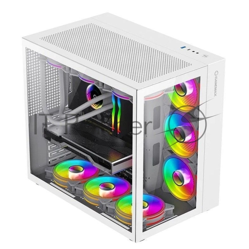 Корпус GameMax Infinity без БП (Midi Tower, ATX, Белый, USB 3.0+Type C, Зак. стекло), белый