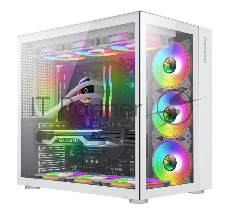 Корпус GameMax Infinity без БП (Midi Tower, ATX, Белый, USB 3.0+Type C, Зак. стекло), белый