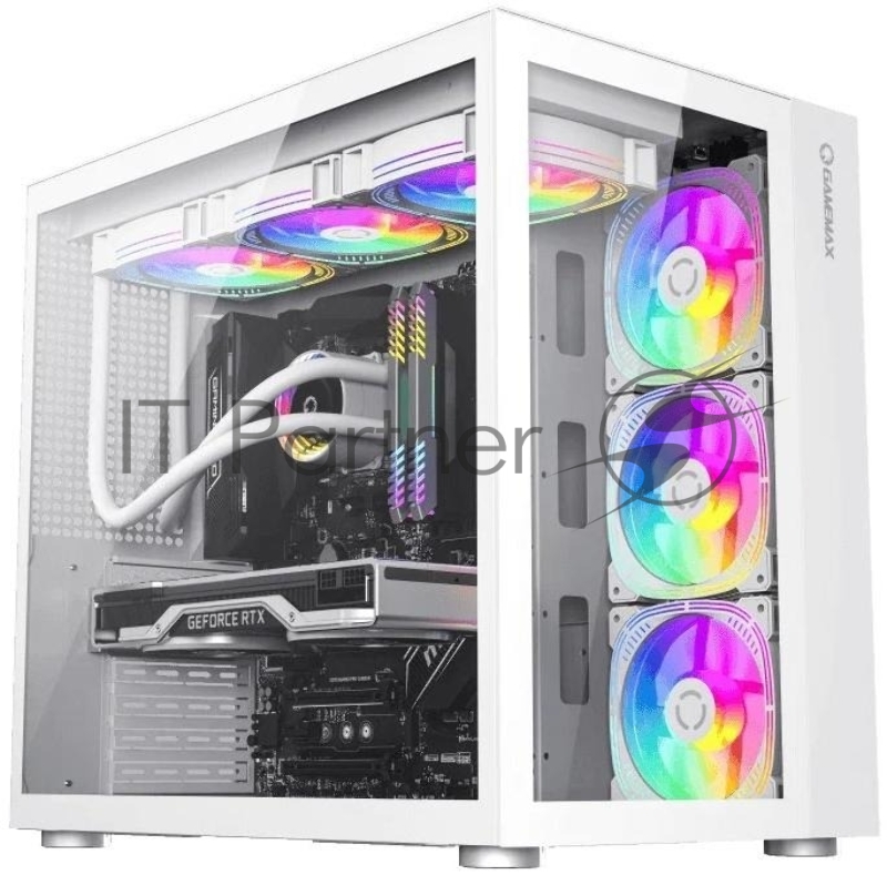 Корпус GameMax Infinity без БП (Midi Tower, ATX, Белый, USB 3.0+Type C, Зак. стекло), белый