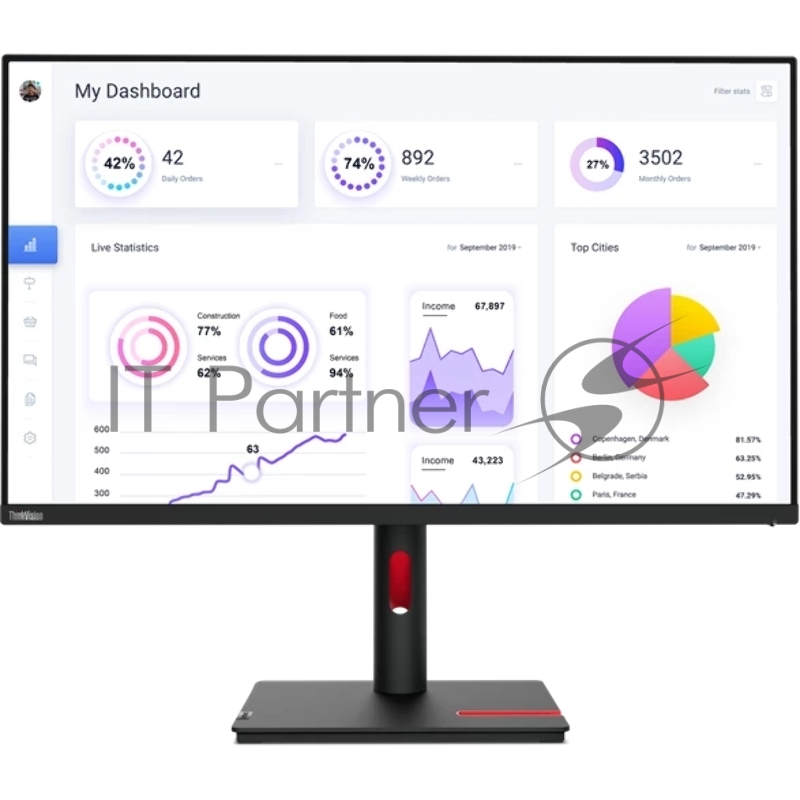 Монитор Lenovo 31.5 T32p-30 Black/Red, 16:9, IPS, 3840x2160, 4ms, 350cd, 60Hz, 1xHDMI, 1xDP, 4xUSB, USB-C, LAN, HAS