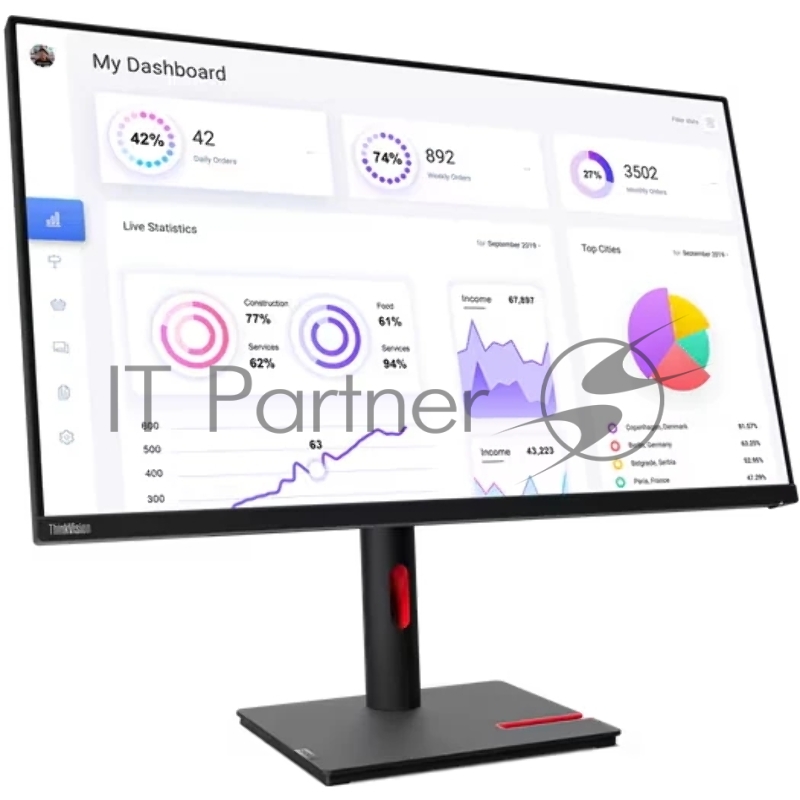 Монитор Lenovo 31.5 T32p-30 Black/Red, 16:9, IPS, 3840x2160, 4ms, 350cd, 60Hz, 1xHDMI, 1xDP, 4xUSB, USB-C, LAN, HAS
