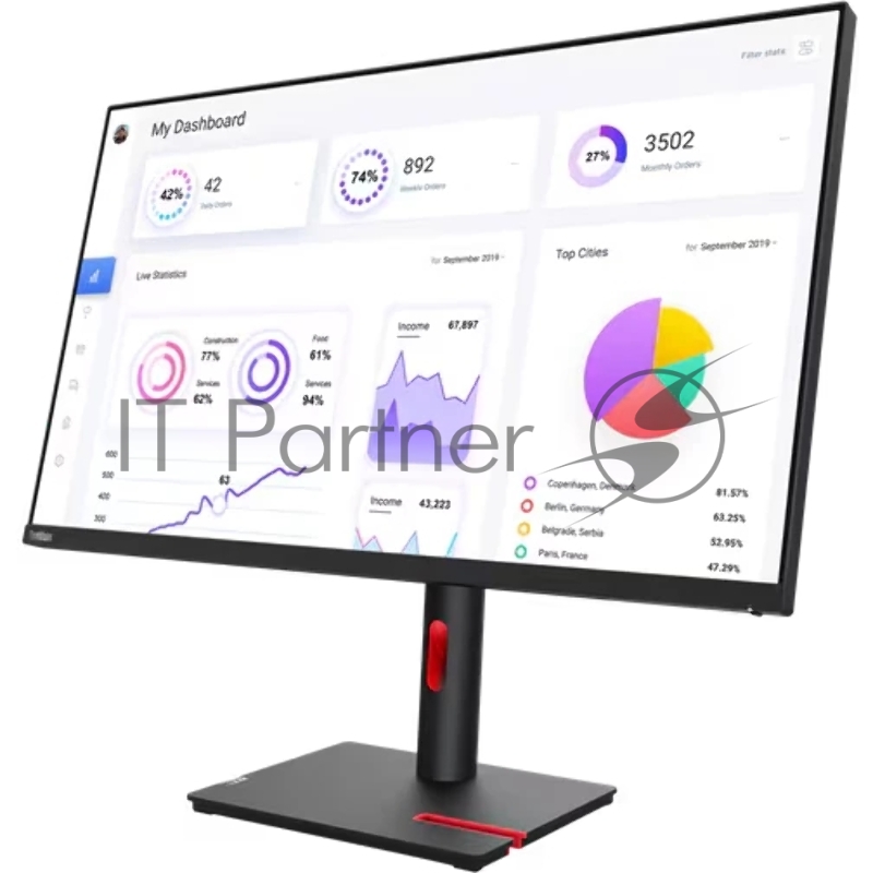 Монитор Lenovo 31.5 T32p-30 Black/Red, 16:9, IPS, 3840x2160, 4ms, 350cd, 60Hz, 1xHDMI, 1xDP, 4xUSB, USB-C, LAN, HAS