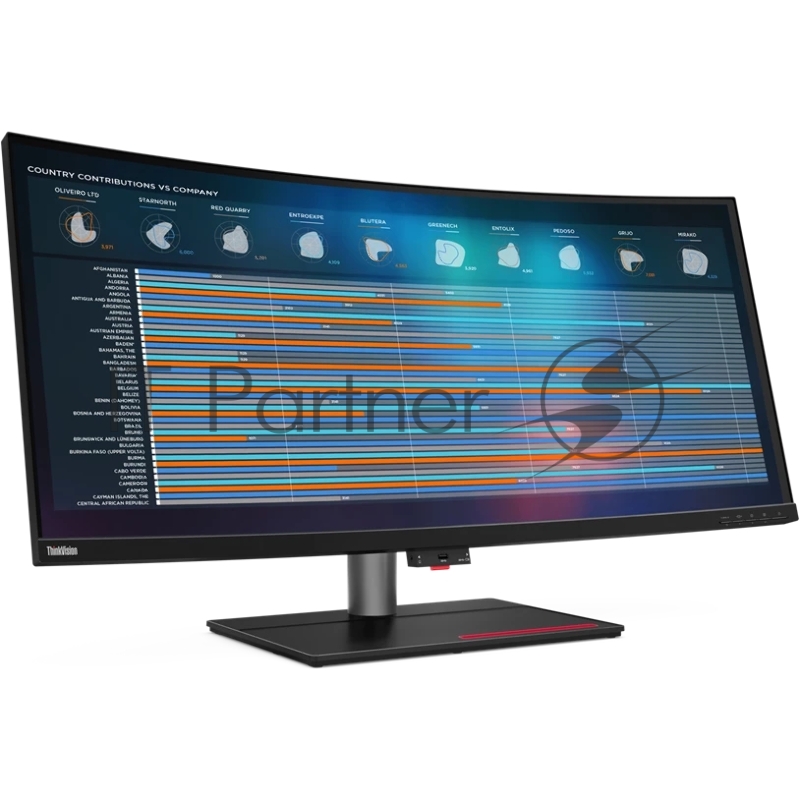 Монитор Lenovo 39.7 P40w-20 Black/Red Curved 2500R, 21:9, IPS, 5120 x 2160, 4ms, 300cd, 75Hz, 1xHDMI, 1xDP, 2xThunderbolt, 4xUSB, USB-C, LAN, HAS