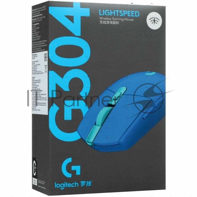 Мышь беспроводная Logitech G304 Lightspeed синий, 12000 dpi, радиоканал, USB, кнопки - 6
