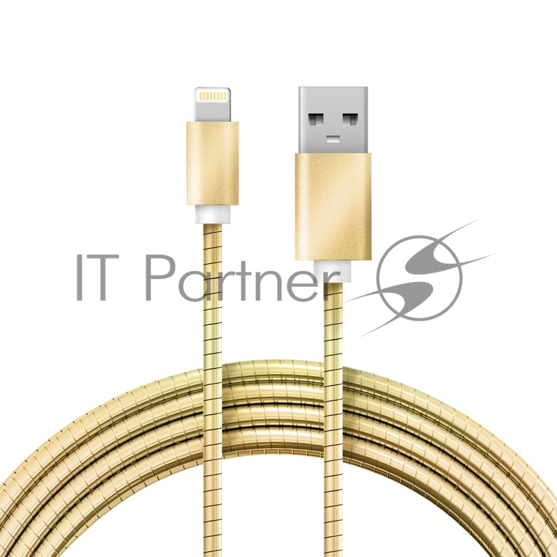 Кабель USB-A – Lightning для Apple, 2,4А, 1м, в золотой металлической оплетке REXANT