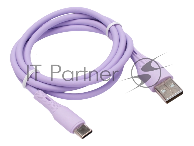 Кабель USB2.0 Cablexpert CC-USB2S-AMCM-1M-V AM/Type-C, 3А, 18Вт, QC3.0, силиконовый, медь, 1м, фиолетовый, пакет