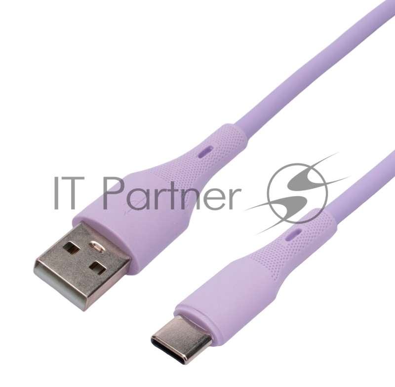 Кабель USB2.0 Cablexpert CC-USB2S-AMCM-1M-V AM/Type-C, 3А, 18Вт, QC3.0, силиконовый, медь, 1м, фиолетовый, пакет