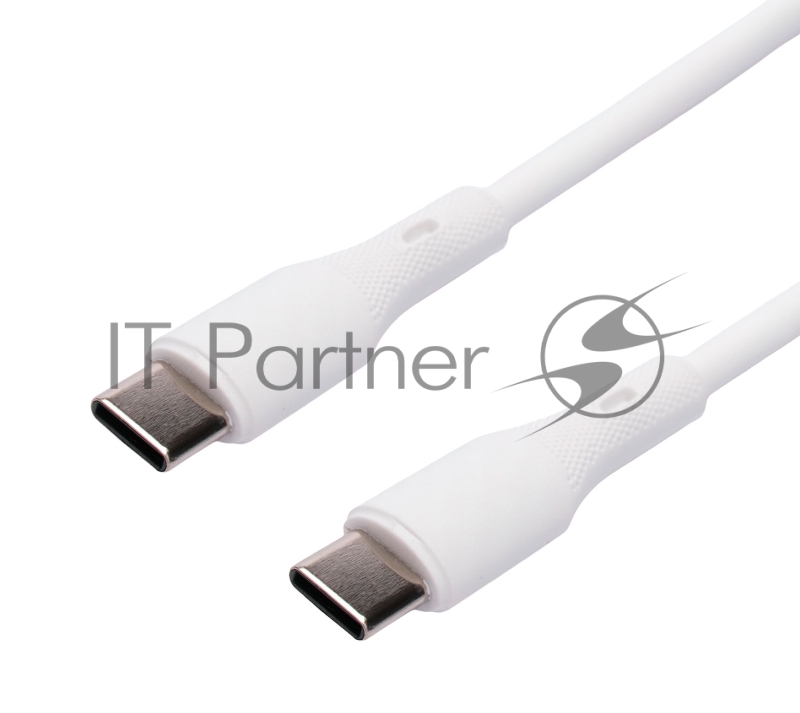 Кабель USB2.0 Cablexpert CC-USB2S-CMCM-1M-W Type-C/Type-C, 3А, 65Вт, PD/QC3.0, силиконовый, 24AWG, медь, 1м, белый, пакет