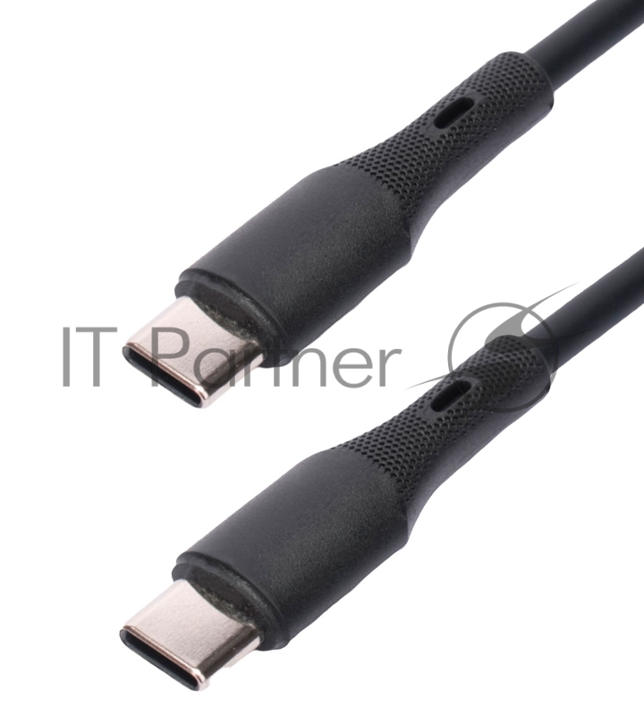 Кабель USB2.0 Cablexpert CC-USB2S-CMCM-1M-BK Type-C/Type-C, 3А, 65Вт, PD/QC3.0, силиконовый, 24 AWG, медь, 1м, черный, пакет