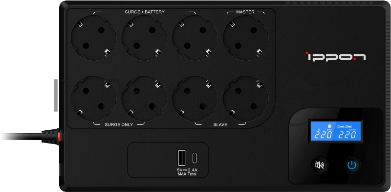 Источник бесперебойного питания Ippon Kirpich 1050 600Вт 1050ВА черный