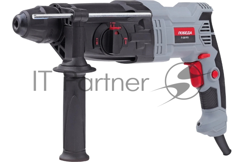 Перфоратор ПОБЕДА П-28/975, SDS+, 975Вт, макс. диаметр бурения 28мм, 1200об/мин, 5300уд/мин, дополнительная рукоятка, глубиномер, кейс
