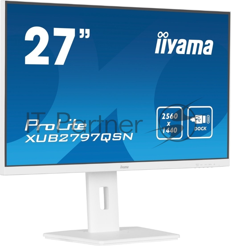Монитор Iiyama 27 ProLite XUB2797QSN-W1, белый, IPS LED 1ms 16:9 HDMI M/M матовая HAS Piv 1300:1 250cd 178гр/178гр 2560x1440 100Hz DP Quad HD 2K (1440p) USB 6.1кг