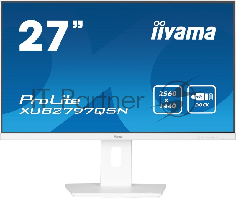 Монитор Iiyama 27 ProLite XUB2797QSN-W1, белый, IPS LED 1ms 16:9 HDMI M/M матовая HAS Piv 1300:1 250cd 178гр/178гр 2560x1440 100Hz DP Quad HD 2K (1440p) USB 6.1кг