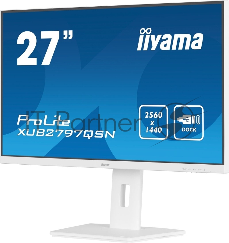 Монитор Iiyama 27 ProLite XUB2797QSN-W1, белый, IPS LED 1ms 16:9 HDMI M/M матовая HAS Piv 1300:1 250cd 178гр/178гр 2560x1440 100Hz DP Quad HD 2K (1440p) USB 6.1кг