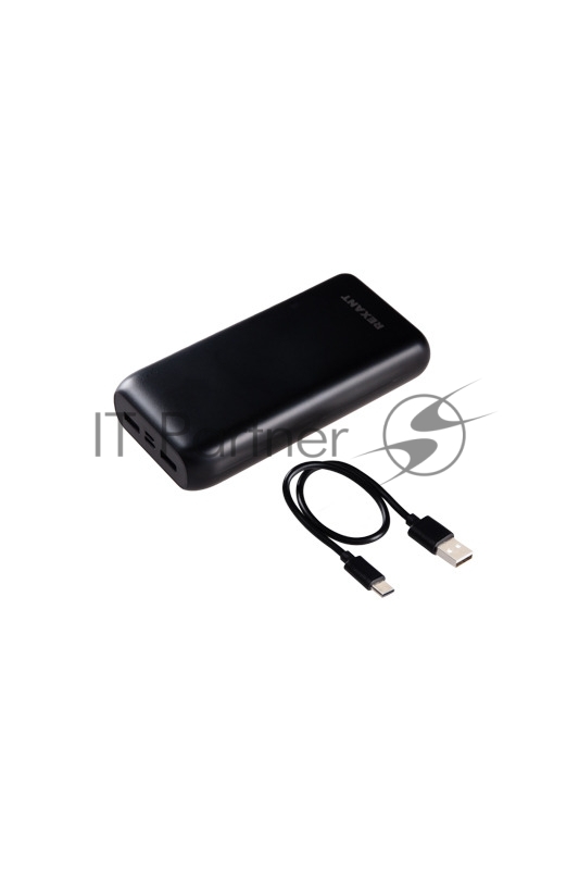 Портативное зарядное устройство REXANT Power Bank (аккумуляторная батарея) 20000 mAh с Quick Charge и Power Delivery, черное