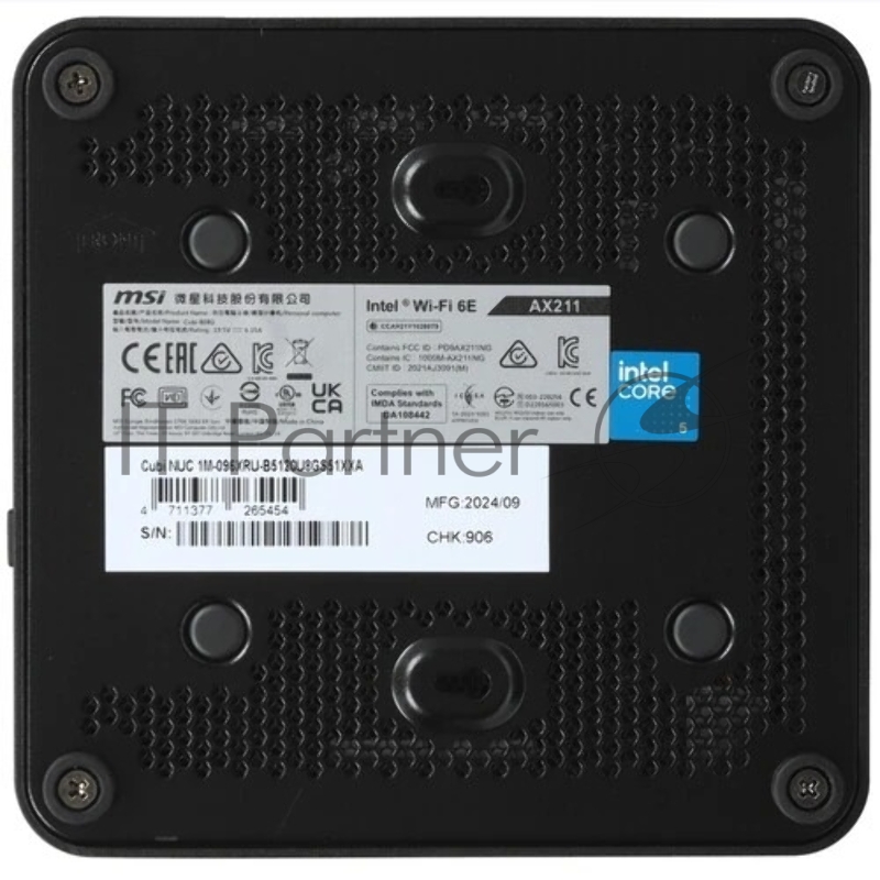 ПК MSI Cubi NUC 1M-096XRU, Intel Core 5 120U/8GB/512GB/IrisXE/WF6E/BT5 черный
