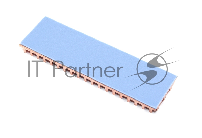 Медный радиатор для М.2 SSD с термопрокладкой 0,5 мм, диагональная прорезь, 70х20х4 мм