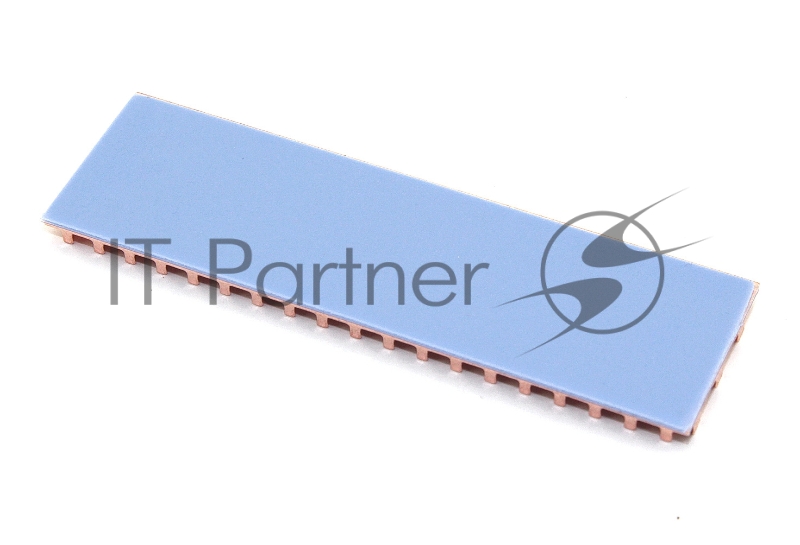 Медный радиатор для М.2 SSD с термопрокладкой 0,5 мм, диагональная прорезь, 70х20х3 мм