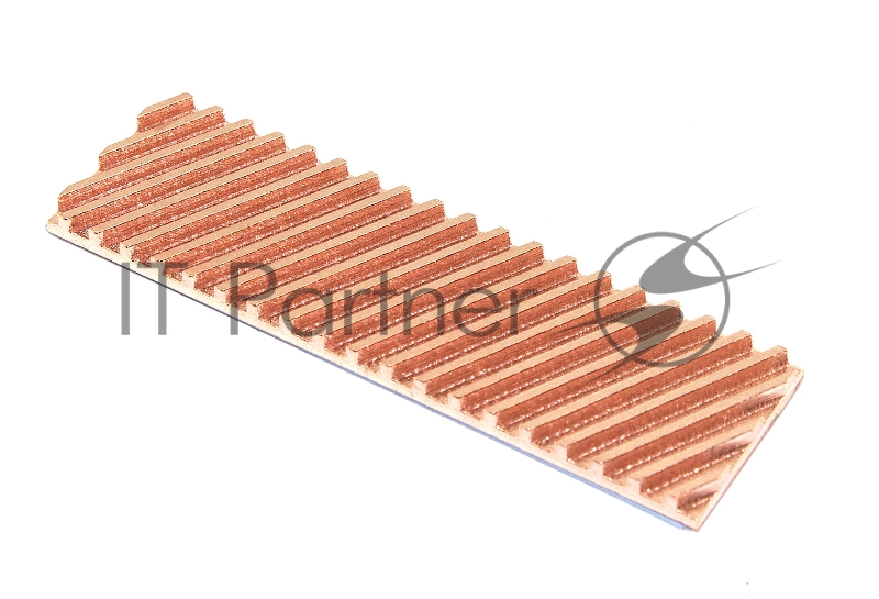 Медный радиатор для М.2 SSD с термопрокладкой 0,5 мм, диагональная прорезь, 70х20х3 мм
