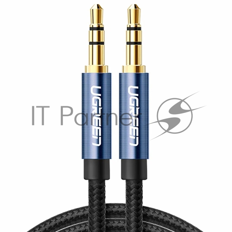 Кабель UGREEN AV112 10685 AUX 3.5mm (M) to AUX 3.5mm (M), в нейлоновой оплётке, 1m, Blue (10685)