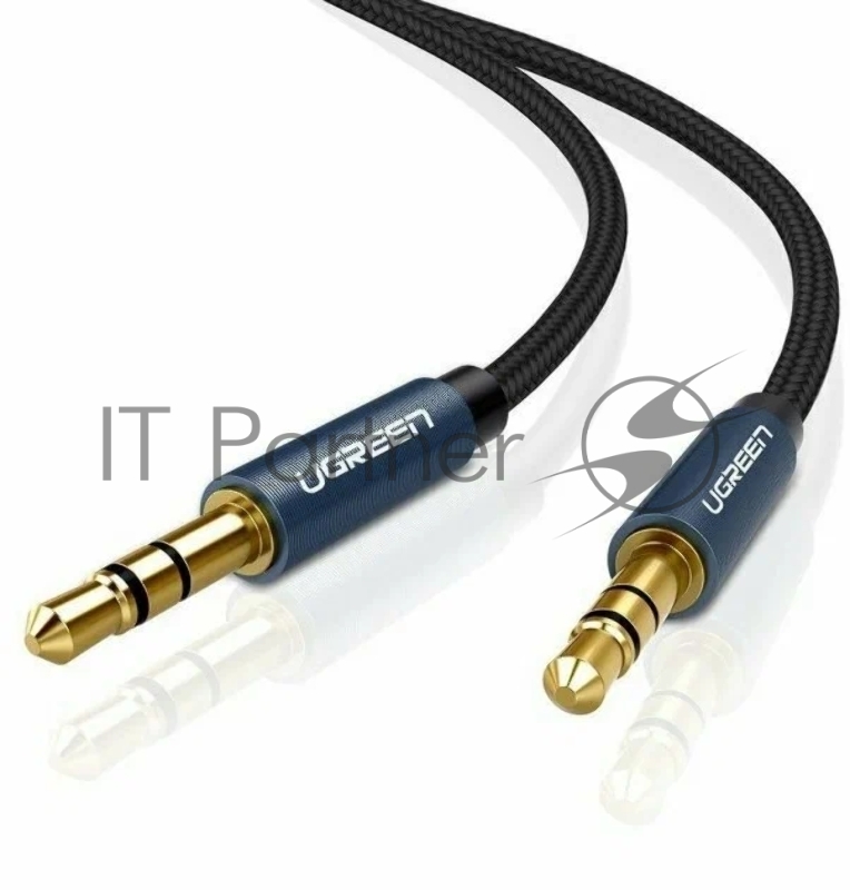 Кабель UGREEN AV112 10685 AUX 3.5mm (M) to AUX 3.5mm (M), в нейлоновой оплётке, 1m, Blue (10685)