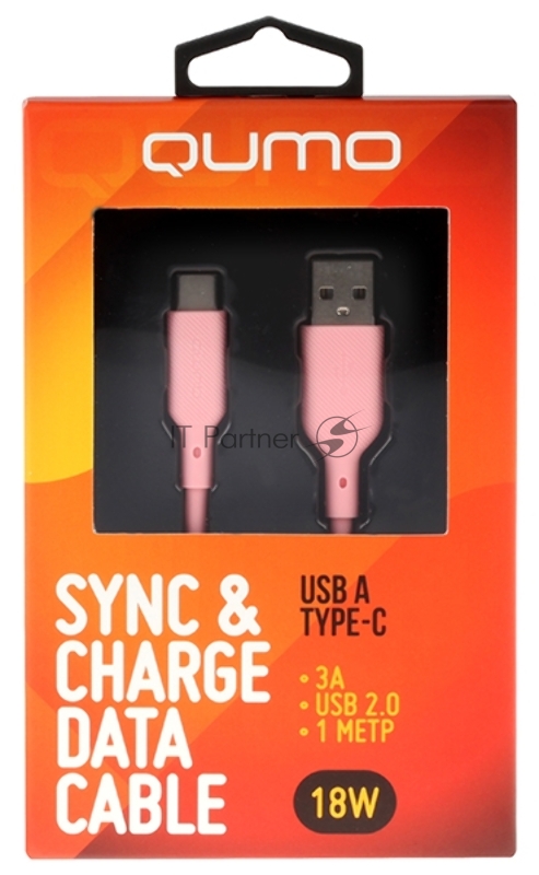 Кабель USB-A to Type-C, silica gel, 1m, 3A, 18W (pink)