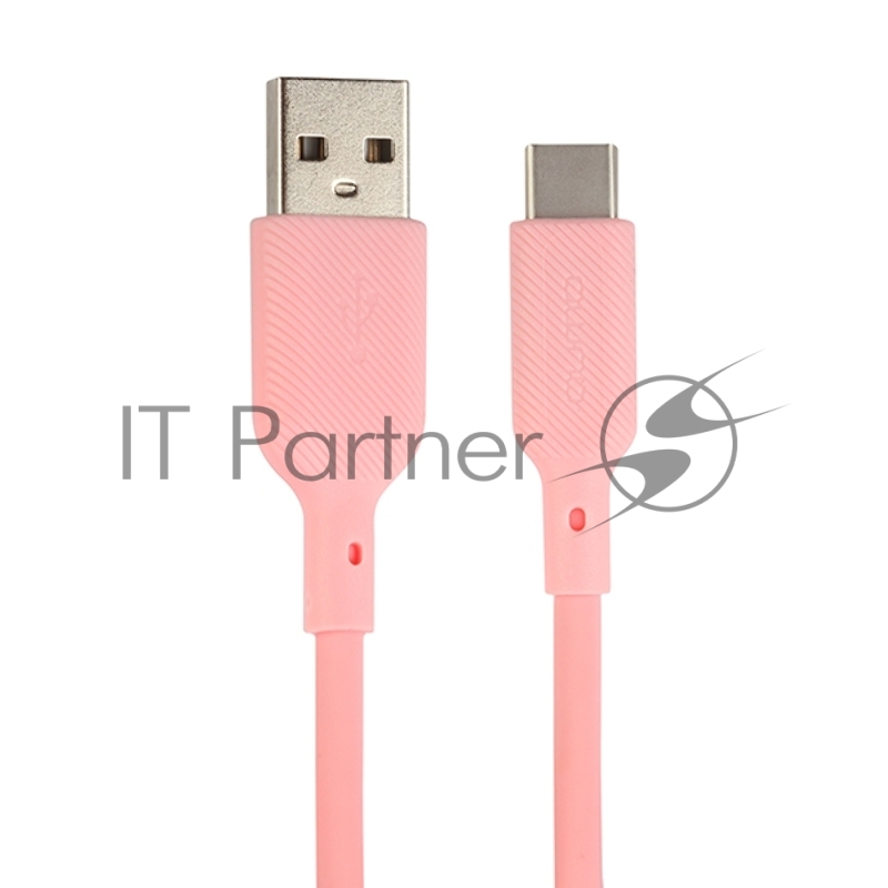 Кабель USB-A to Type-C, silica gel, 1m, 3A, 18W (pink)